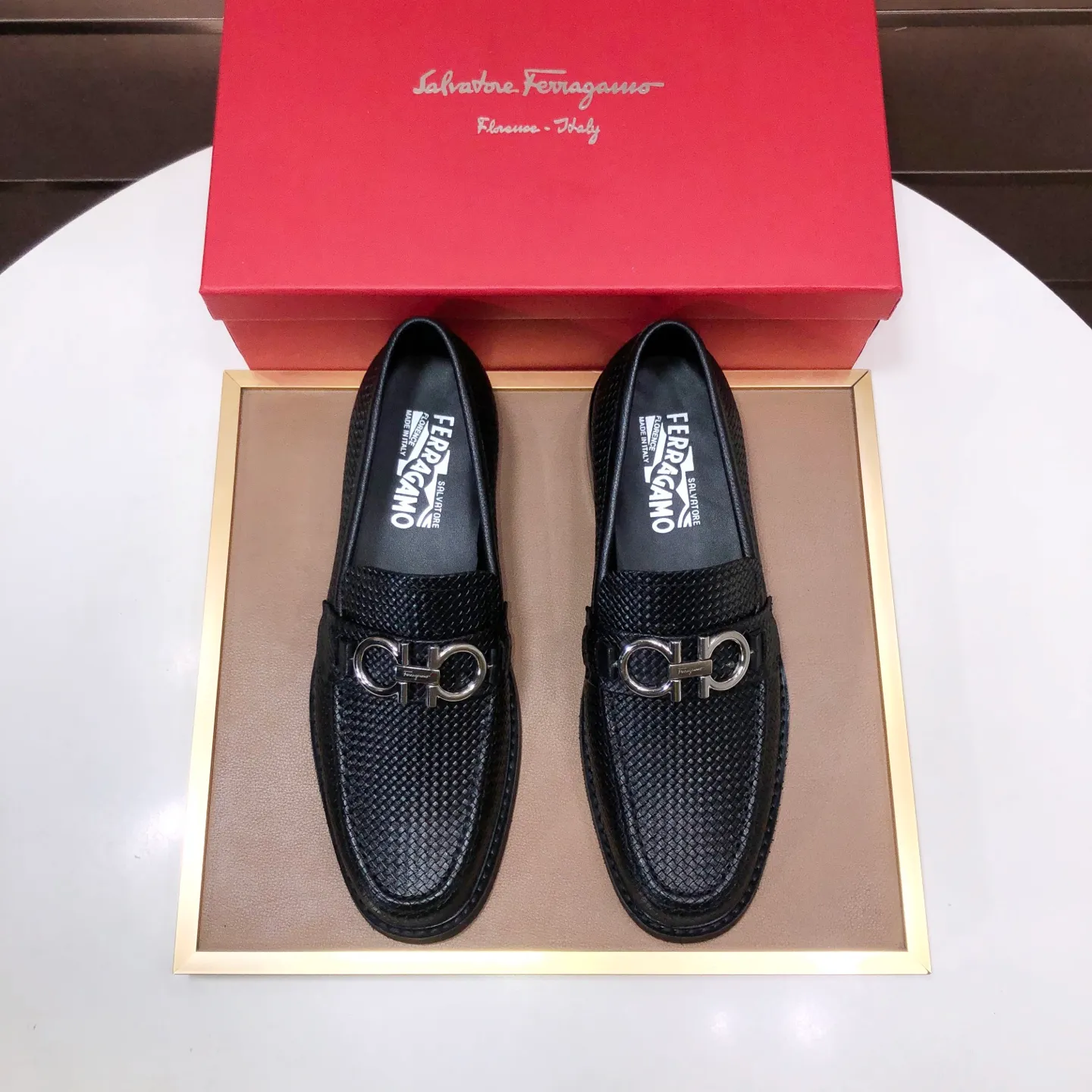 Men's shoes 💰460💰[Ferragamo/Ferragamo] The latest model in the counter. Original imported high-quality cowhide with open sides + imported sheep lining + original luxury metal buckle + original combination outsole. Comparison without pressure 38–44🎉